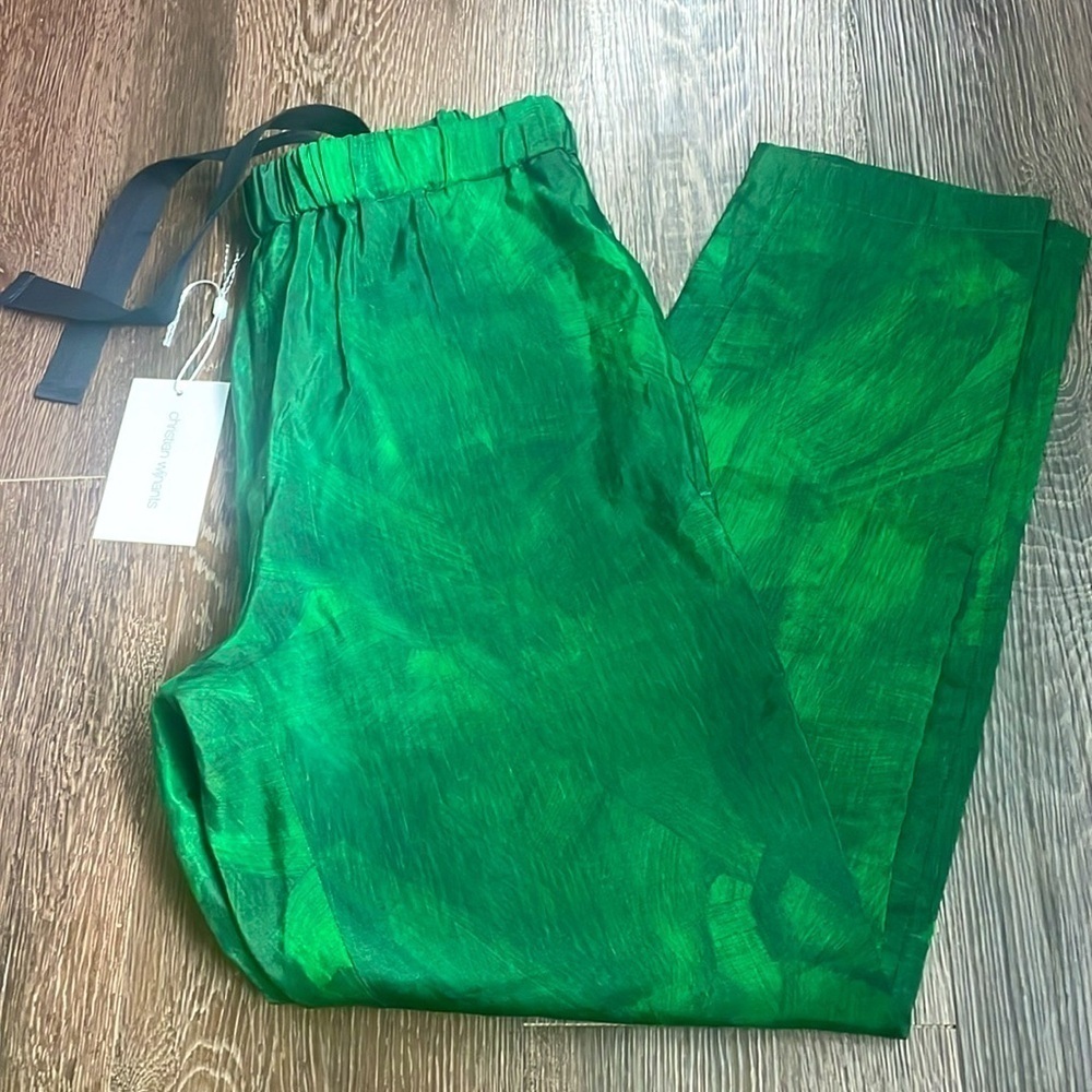 😍 Christian Wijnants • Green paint stroke ankle tapered Perun trousers • 36